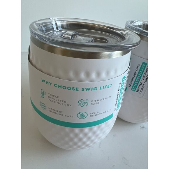 Swig Life Triple Insulated White Golf Ball Wine Mugs Set Of 2 - Picture 3 of 4